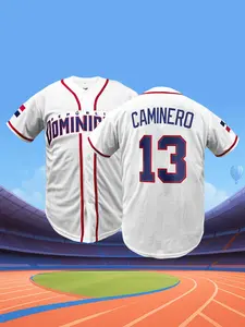 Men's Women's Dominican Republic Themed #13 Stitched Baseball Jersey,Button Down Short Sleeve Breathable Athletic Top, Casual Sports Shirt for Daily Wear, Fans Collection & Gift