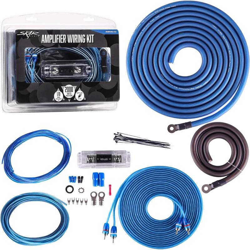 Sky High Car Audio 1/0 Gauge CCA Amp Kit - Blue/Black Power Wiring Kit For Car Stereo