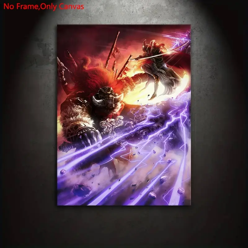 1 piece/set of frameless canvas painting print poster, classic vintage art, Modern art design, Starscourge Radahn against Malenia, perfect gift for video game lovers, ideal gift for bedroom, living room, mural, wall decoration, room decoration