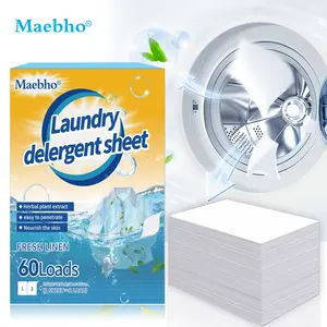 Maebho 30PCS Herbal Extract Laundry Detergent Sheets 60 Loads Easy Penetration Stain Removal Odor Eliminating for Most Fabrics Floral Scent