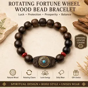 Natural Wood Bead Bracelets for Women and Men - Money Attraction Bracelet, Good Luck Bracelet, Calm Energy Protection Jewelry, Couple Bracelet, Fashion Wooden Bracelet, Holiday gifts, birthday gifts