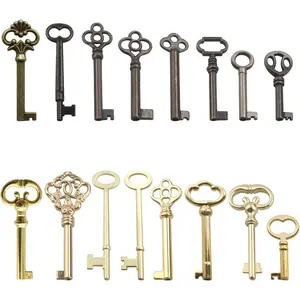 16pcs Skeleton Key Set, Universal Vintage Keys Kit Hollow Barrel Skeleton Key Replacement for Antique Dresser, Jewelry Box, Chinese Cabinet, Vintage Furniture and Old Style Cabinets or Doors
