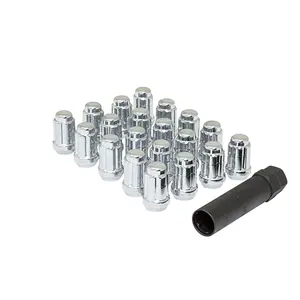 Small Diameter Spline Acorn Lug Nuts - 3/4" & 13/16" Dual Hex Key Valve - 12mm x 1.50 Thread Size - Chrome Finish - Set of 20 (K5CS-12150GR