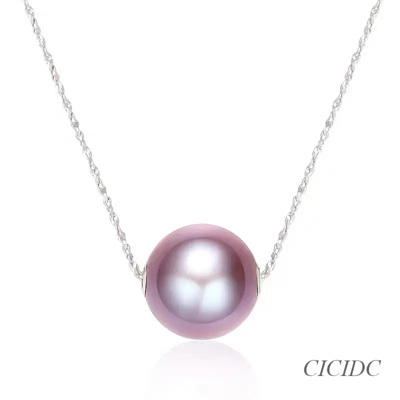 Simple Bright Natural Edison Pearls Necklace Purple / White Adjustable For Daily ( 10-12mm ) oyster pearl