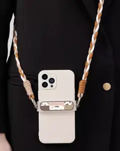 Adjustable back clip mobile phone case accessories Crossbody lanyard Backpack strap slant hanging detachable universal original personality creative brown portable anti-fall new female braid rope strong back tide