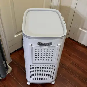 UFORU Laundry basket with wheels, white and gray, ventilated clothes and towel basket, odor-resistant, convenient rolling storage, suitable for dorms, bedrooms, bathrooms, portable laundry basket with lid