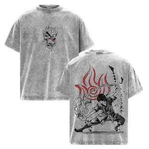 Men's Zuko Vintage Washed Cotton Oversized Short-Sleeve T-Shirt - Avatar: The Last Airbender Fire Nation Prince Anime Print Clothes, Blue Flame Bending Graphic, Redemption Arc Aesthetic, Dark Shonen Retro Streetwear