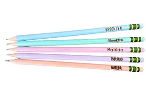 Personalized Engraved Pastel Pencils - Custom Laser-Engraved Writing Supplies for Kids, First Day of School Gifts, Set of 5 or 10, Ticonderoga #2 Pencils, Pre-Sharpened