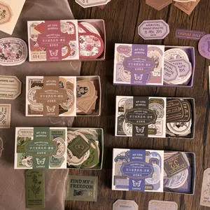 Vintage Stamp Sticker Packs, 20 Sheets/book Scrapbooking & Journal Making Material Paper, DIY Decorative Sticker for Stationery Computer Water Bottle