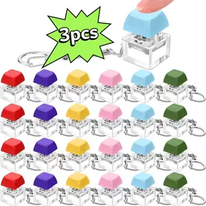 3-Piece Click Keyboard Fidget Keychain Stress Relief Toy, Cute Keycap Relaxing Tool, Office Desk Stress Reliever, Perfect Gift for Anxiety