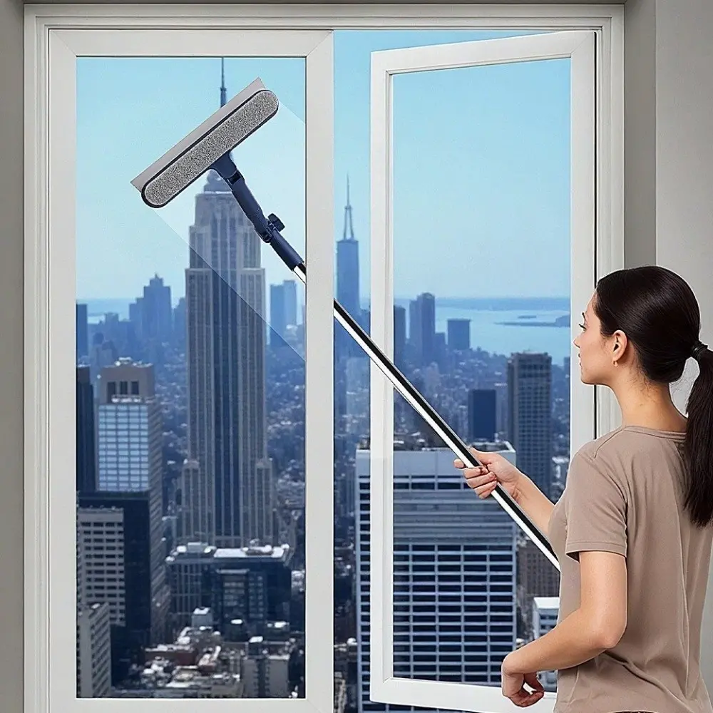 Adjustable Glass Cleaning Artifact Efficient Labor-saving Design High-rise Window Cleaner Plastic Broom Wiper Window Cleaning Window Squeegee Window Cleaning Tool