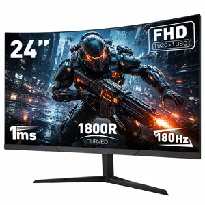 24" Curved Gaming Monitor 180Hz 1080P FHD, 1ms Low Latency, Built-In Speakers, Eye Care, Ultra Thin, VESA Mount, Ideal for Competitive Esports Gaming