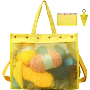 Knitting Bag Large Yarn Storage Organizer,Crochet Bags and ,Yarn Bags for Crocheting,Crochet Storage Bags for Crochet Hooks,Knitting ,Knit Bags for Crochet Lovers,Mother's Day (Yellow)