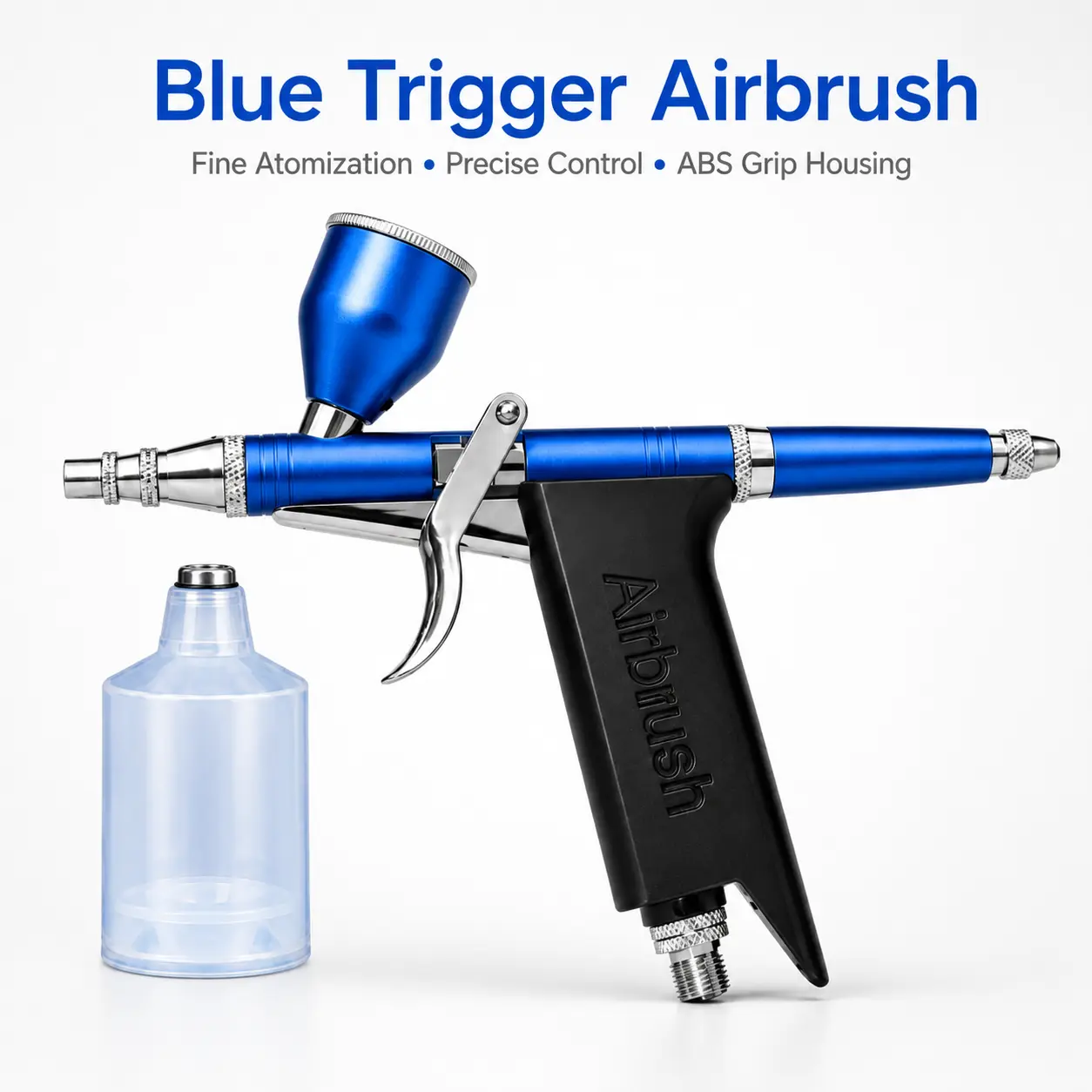 Blue Trigger Airbrush Kit with Plastic Replacement Cup, Gravity Feed Airbrush Pen for Model Painting, Nail Art, Cake Decorating and DIY Crafts