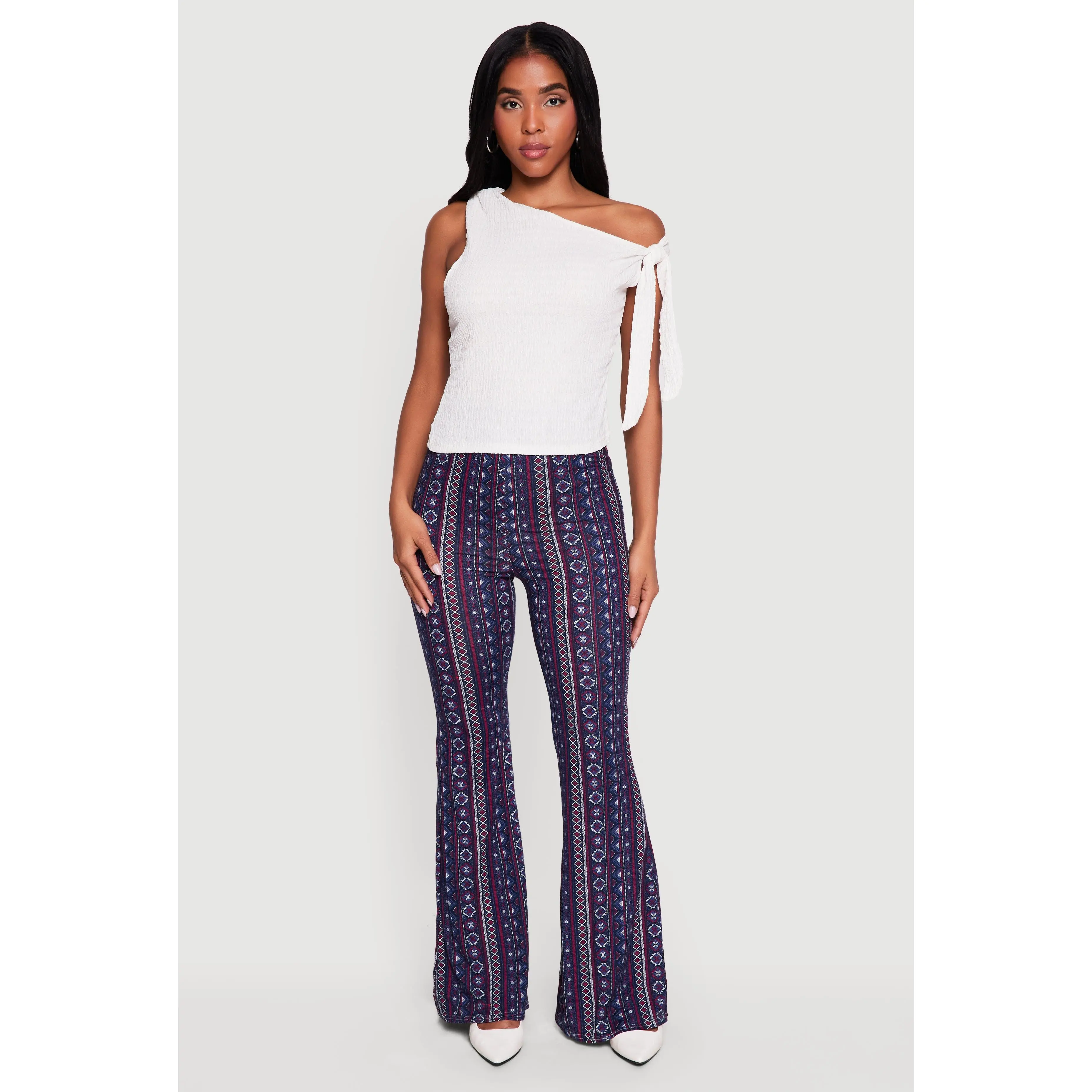 High Waisted Printed Pattern Flared Leggings