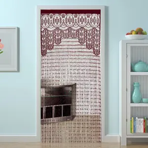 String Door  Lace Curtain Macrame Boho Doorway Window Curtains for Wall Divider Windows Door Covers Decorative Room Separation (35x79in/90x200cm,Redviolet)