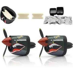 P-40 Warhawk Car Air Freshener with Spinning Propeller - Vent Clip Dashboard Decor for Men, Long Lasting Odor Eliminator & Aviation Gift (style-A-2PCS)