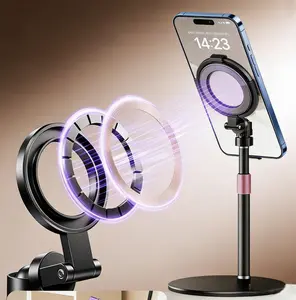 Adjustable Magnetic iPhone Stand for Desk & Phone Holder for Video Recording, Compatible with MagSafe, Stand for iPhone 17 Pro Max, 16/15/14/13/12, Small Mag Safe Tripod camera etc.