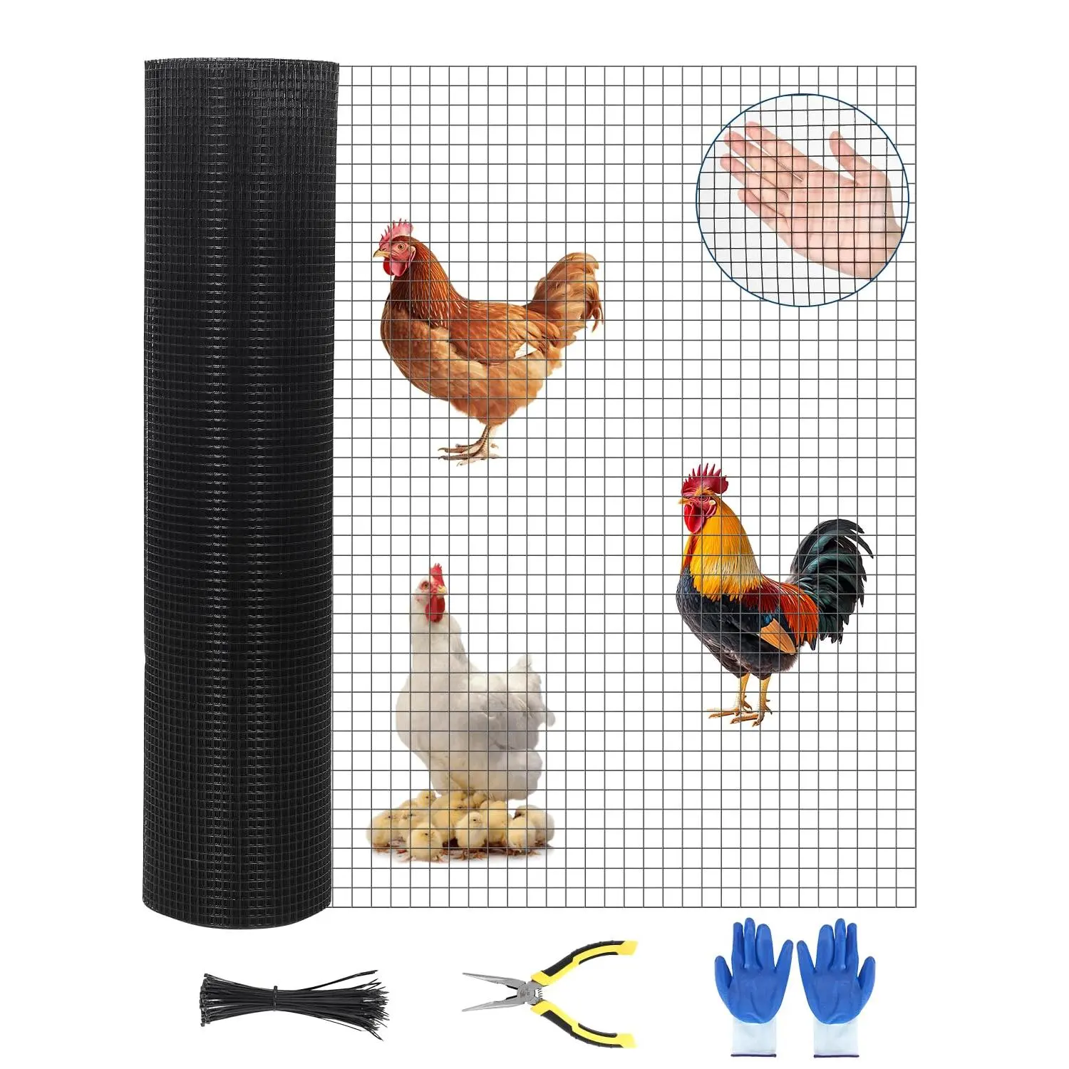 1/2 inch Hardware Cloth, 48 in x 100 ft Galvanized Wire Mesh Roll, 19GA Chicken Wire Fence Roll, Metal Wire Mesh for Chicken Coop Barrier, Rabbit Snake Fences, Poultry Enclosures, Animal Netting