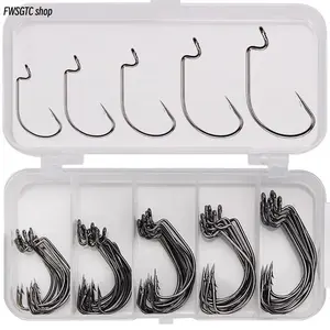 This box holds 50 premium carbon steel crank hooks. Tough and sharp for reliable performance, this complete hook set is practical essential gear for daily outdoor fishing.