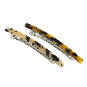 CHEIBEAR 2 Pcs Hair Barrettes, Tortoise Shell Hair Barrettes for Thick Hair, Fashion French Hair Accessories for Women, Amber, Brown