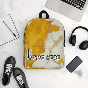 Custom Name Marble Backpack, Personalized Elegant Rucksack, Customized Minimalist School Bag, Abstract Gift, Marble Present