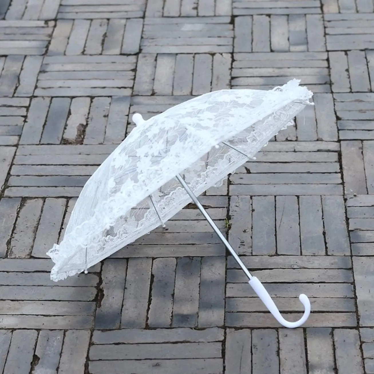 Wedding Party Supplies White Bride Lace Umbrella Rose Pattern Handmade Craft Umbrella Studio Wedding Photography Props Umbrella