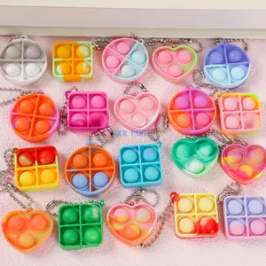 20Pcs Mini Pop Push Bubble Fidget Toy Keychains Relaxing Stress Relief Sensory Toys for Kids Birthday Party Favors Pinata Filler