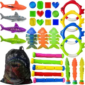 Summer Spring Gift 31 PCS Pool Diving Toys Games - Swimming Pool Toys for Kids Teens with Diving Rings Dive Sticks Underwater Treasures Torpedo Bandits Fish Toy etc Fun Water Swim Toy for Boys Girls Adults
