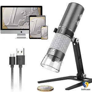 Wireless Digital Microscope 4K HD Wi-Fi Microscope Camera Digital Magnifier Compatible for iPhone, Android Phones and PC (Black), Easy Use Portable Family Science Project Gift Children Son Daughter STEM Creativity Art School Books Educational Test Help