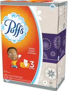 Puffs Simple Softness Non-Lotion Facial Tissue, 3 Family Size Boxes, 180 Tissues Per Box - Unscented - Pack Napkin