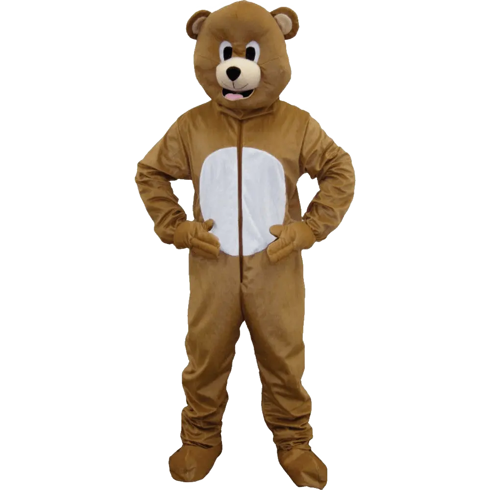 Bear Mascot Costume For Kids - Soft Breathable Brown Jumpsuit with Front Zipper, Hand & Shoe Covers - Perfect for Halloween, Animal Theme Party, School Play -  Cosplay Costume