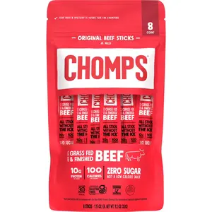 Chomps Grass-Fed and Finished Original Beef Jerky Meat Snack, 10g of Protein