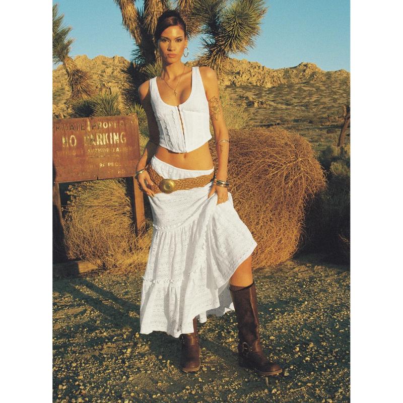 Buttacupe Lace Maxi Skirt White