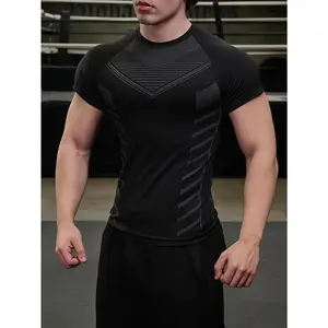 Pearson Men'S Sports Running T-Shirt - Geometric Pattern, Crew Neck, Raglan Sleeve, Short Sleeve, Summer, Skinny Fit, Universal, Adult, Teen, Male, Knit Fabric, Polyester 5xl pink