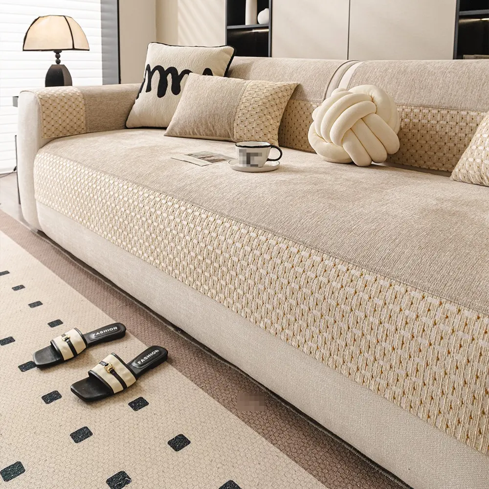 Luxury Sofa Cover, Soft Textured Anti-Slip Dustproof Pet Friendly, Washable Universal Sofa Protector, Suitable for All Seasons, 1-4 Seater