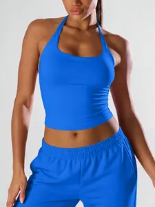 Women's Sporty Halter Neck Workout Top, Sleeveless Sports Vest, Comfortable Fashion Gym Yoga Shirt, Ideal for Indoor and Outdoor Activities, Perfect for Running and Fitness