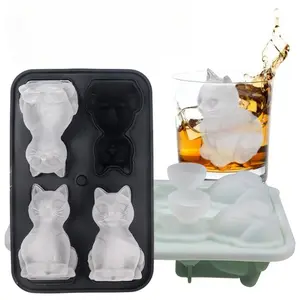 4-Cavity 3D Cat Shaped Silicone Ice Mold  Large Fun Ice Cube Maker for Bourbon, Wine & Drinks | Cool Party Gadget