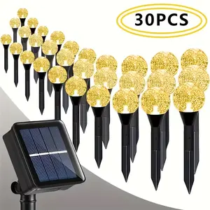Set of 30 LED bubble ball decorative lights, 8 lighting modes, solar powered, waterproof for outdoor use, perfect for decorating gardens, parks, courtyards, lawns and pathways, as well as wedding and birthday event decorations.