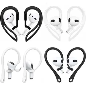 4 Pairs Ear Hooks, Anti-Slip Sports Ear Hooks, Anti-Slip, Designed for AirPods Pro, 3 & & 1, Earbuds Accessories, Ergonomic Design, Comfortable Fit, Style 4 Pairs (Clear/Black/White/Black)
