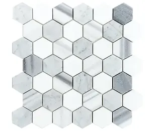 Carrara Blend Hexagon 2 Marble Mosaic