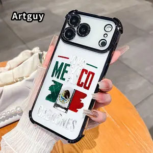 Mexican Spirit Flag Mobile Phone Case for iPhone 17 16 Pro Max 15 Plus 14 13 12 11 E Air Four Corner Anti-drop Shockproof Non-slip Silicone Transparent Protective Cover