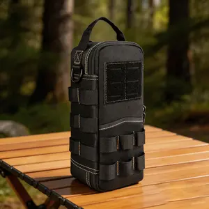 Tool Bag with Flashlight Slot, Oxford Fabric, Multiple Pockets, Reinforced Handle, Ideal for Construction, Camping, Daily Use