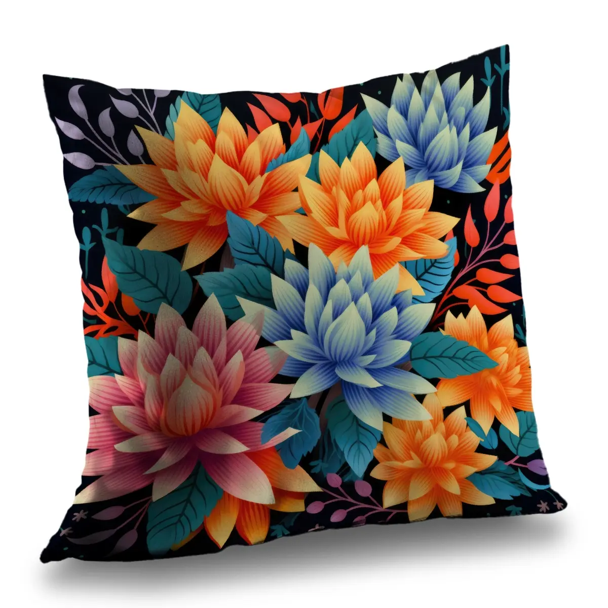 MWW C1PC2020SXOLOG 20x20 in. Turquoise Polyester Twill Color Bouquet Throw Pillow, Turquoise Standard Pillows for Home Decor