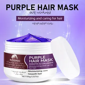Rozino Purple Hair Mask with Keratin & Collagen - Moisturizing and Caring Cream for Hair - Gloss Color Moisturizing Care Series - 100g/3.527oz