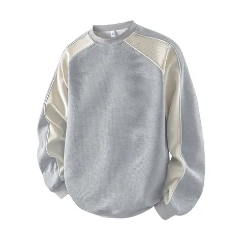 Men's Color-Block Crew Neck Sweatshirt Top - Long Sleeve Stylish Streetwear Pullover, Sporty Chic Athleisure Vibe, Ideal for Spring-Autumn, BF Birthday Gifts, Pairs with Joggers & Jeans