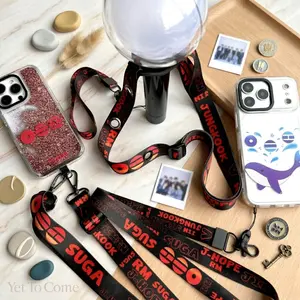 Kpop Lightstick Strap Fanmade Layard Support Model Phone Lanyard Adjustable Durable Lightweight Anti Drop Secure Hold with Random Stickers Cute Concert Tour Accessories Phone Case Strap Gift for Fans