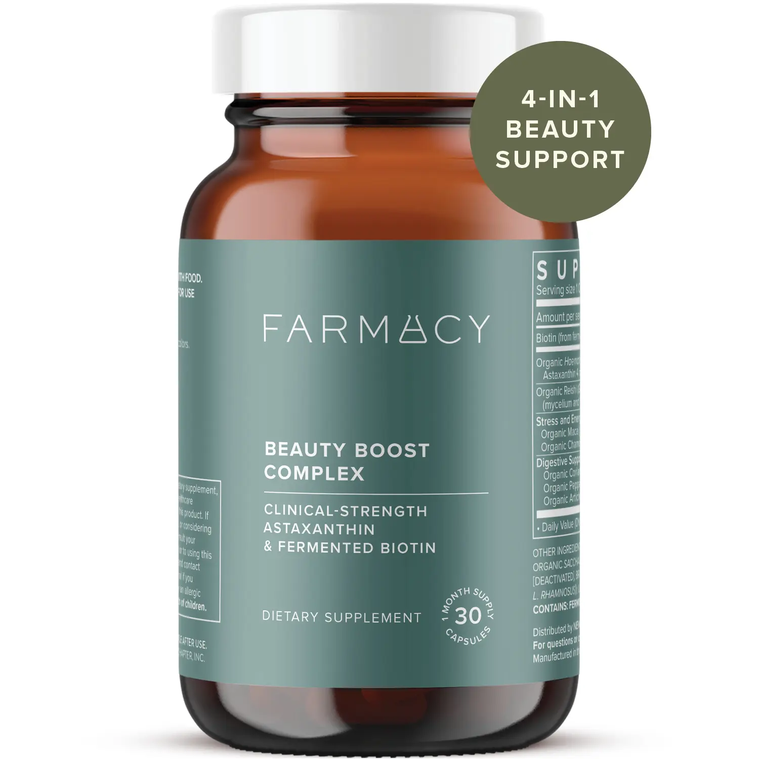 Farmacy x New Chapter Beauty Boost Complex for Hair Skin & Nail Support with Fermented Biotin & Astaxanthin - 30 ct
