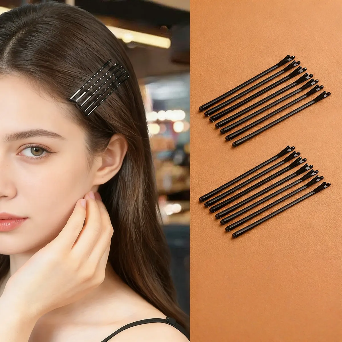 Hair Clips Bobby Pins Black Hair Clips Hairpins Side Clips Bangs Clips Small Steel Clips Hair Fixing Clips Boxed