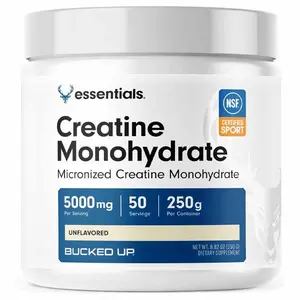 Bucked Up Pure Micronized Creatine Monohydrate for Women and Men - Easy to Mix and Unflavored - 5G Per Serving - 50 Servings - 250 Grams Per Container